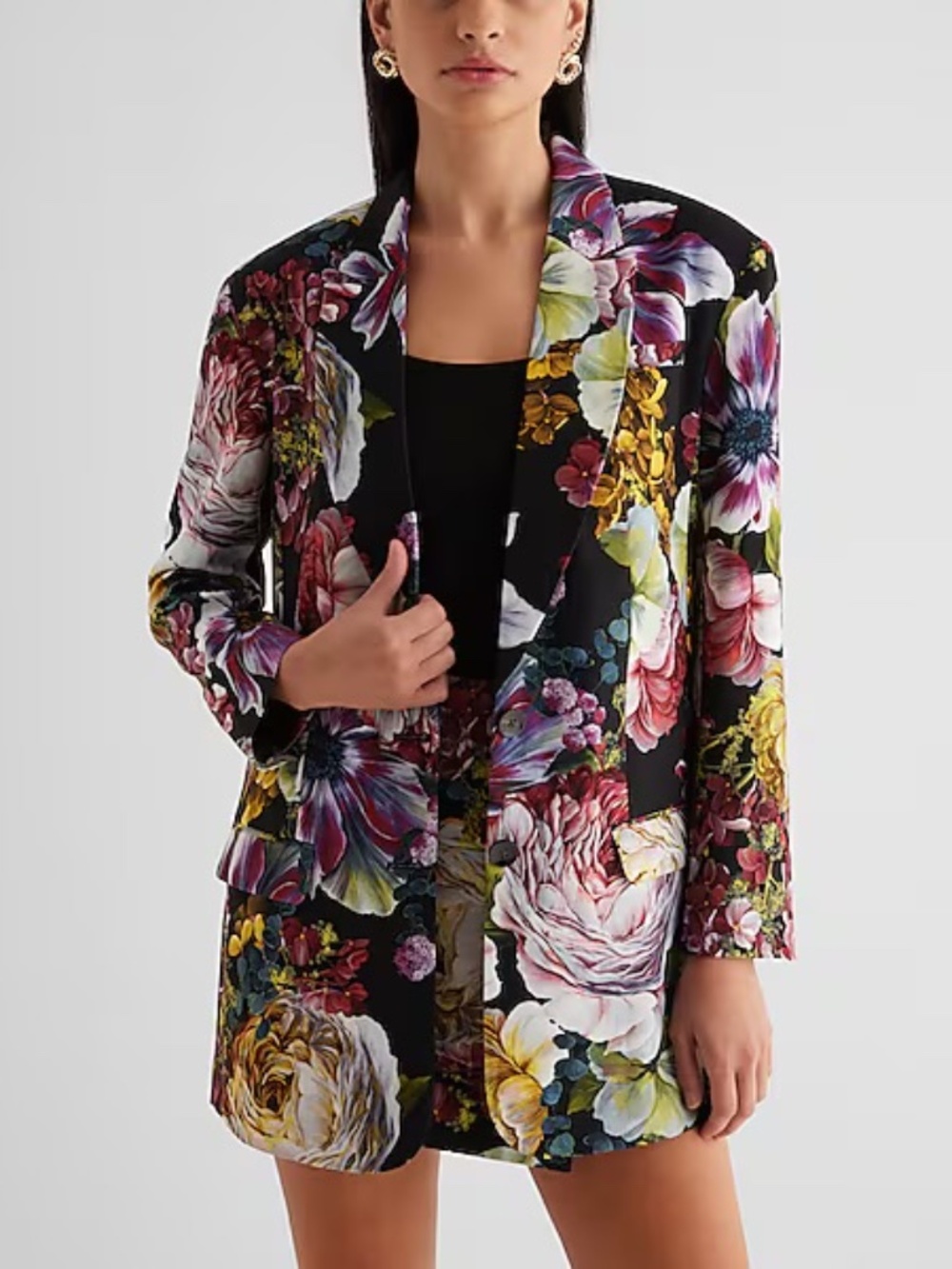 Floral Oversized Boyfriend Blazer